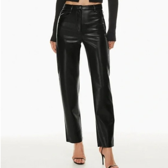 ARITZIA Wilfred The Melina Pant High-Waisted Vegan Leather Pants Black Size 4 - Picture 1 of 11